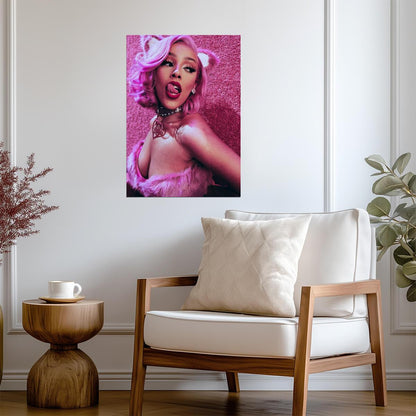 Doja Cat Pink Cat Girl Outfit | Celebrity Poster | Sexy Music Star Art - Music Poster