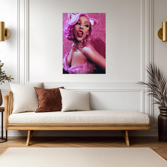 Doja Cat Pink Cat Girl Outfit | Celebrity Poster | Sexy Music Star Art - Music Poster