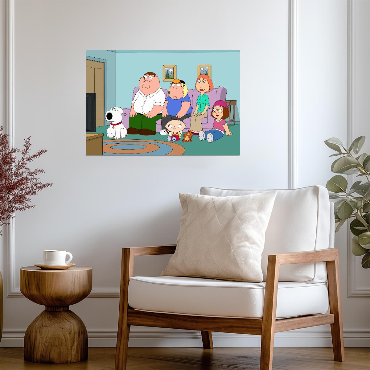Family Guy Couch Scene | Classic TV Show Poster | Animated Comedy Wall Art - Movies & TV Poster