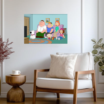 Family Guy Couch Scene | Classic TV Show Poster | Animated Comedy Wall Art - Movies & TV Poster