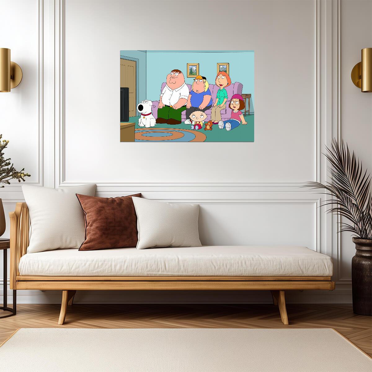 Family Guy Couch Scene | Classic TV Show Poster | Animated Comedy Wall Art - Movies & TV Poster