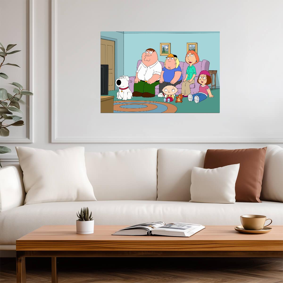 Family Guy Couch Scene | Classic TV Show Poster | Animated Comedy Wall Art - Movies & TV Poster