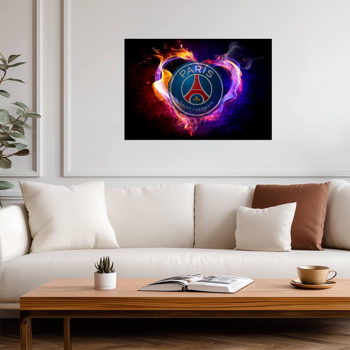 Paris Saint-Germain Fiery Heart Logo | Soccer Poster | Passionate Fan Art - Sports Poster