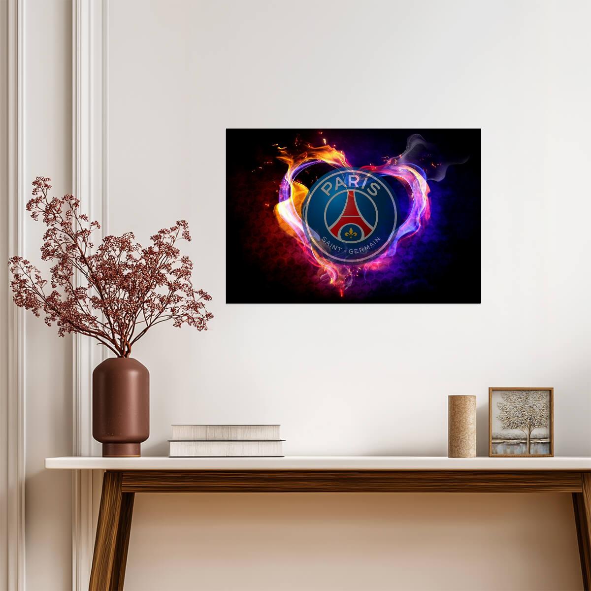 Paris Saint-Germain Fiery Heart Logo | Soccer Poster | Passionate Fan Art - Sports Poster