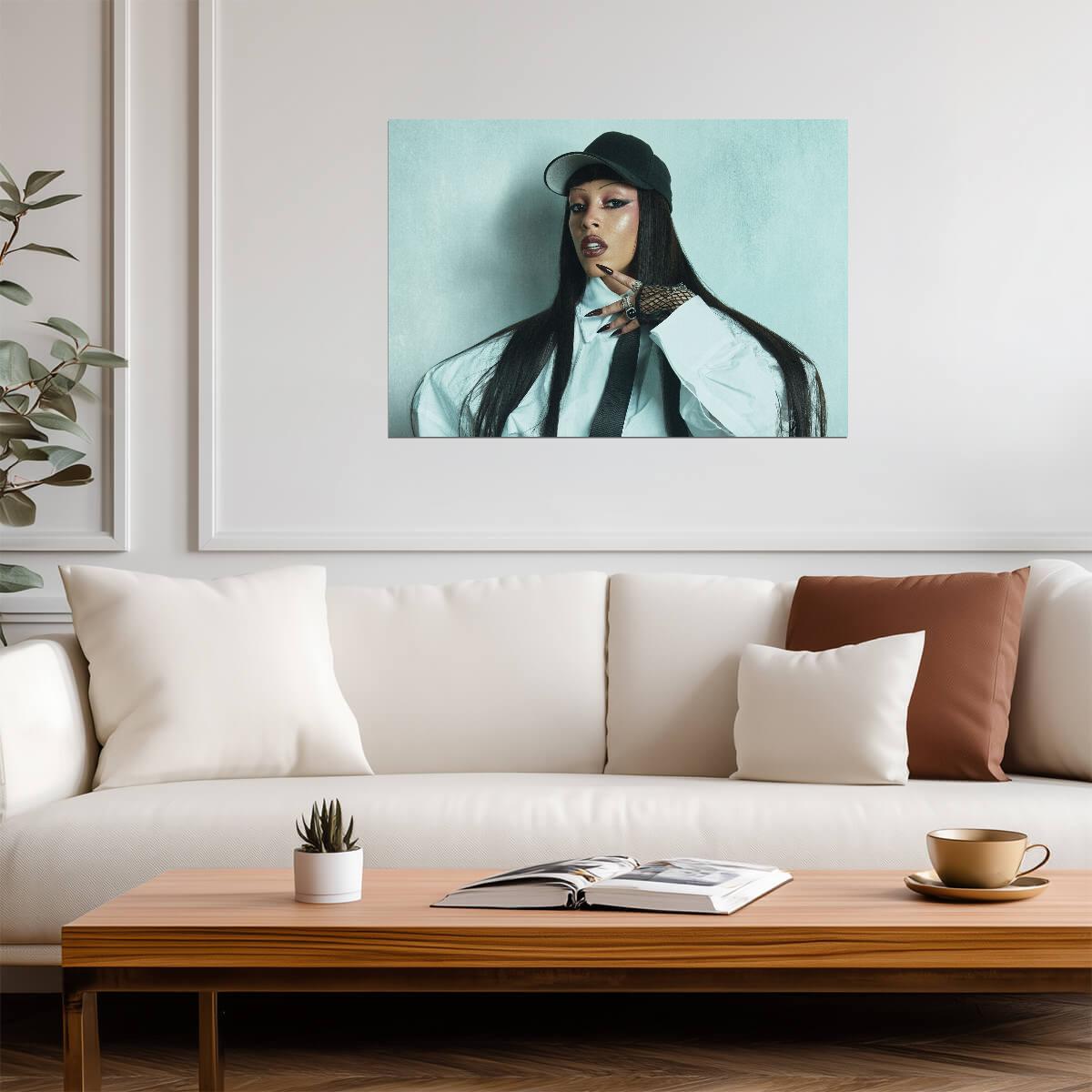 Doja Cat in Baseball Cap & Tie | Photoshoot Poster | Hip Hop Fashion Art - Music Poster