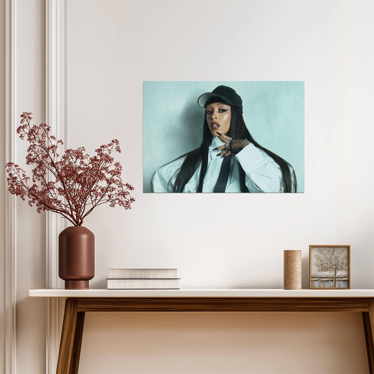 Doja Cat in Baseball Cap & Tie | Photoshoot Poster | Hip Hop Fashion Art - Music Poster
