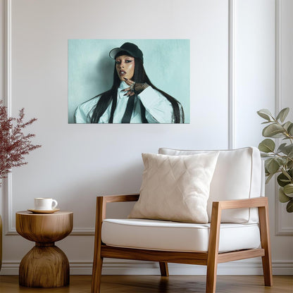 Doja Cat in Baseball Cap & Tie | Photoshoot Poster | Hip Hop Fashion Art - Music Poster