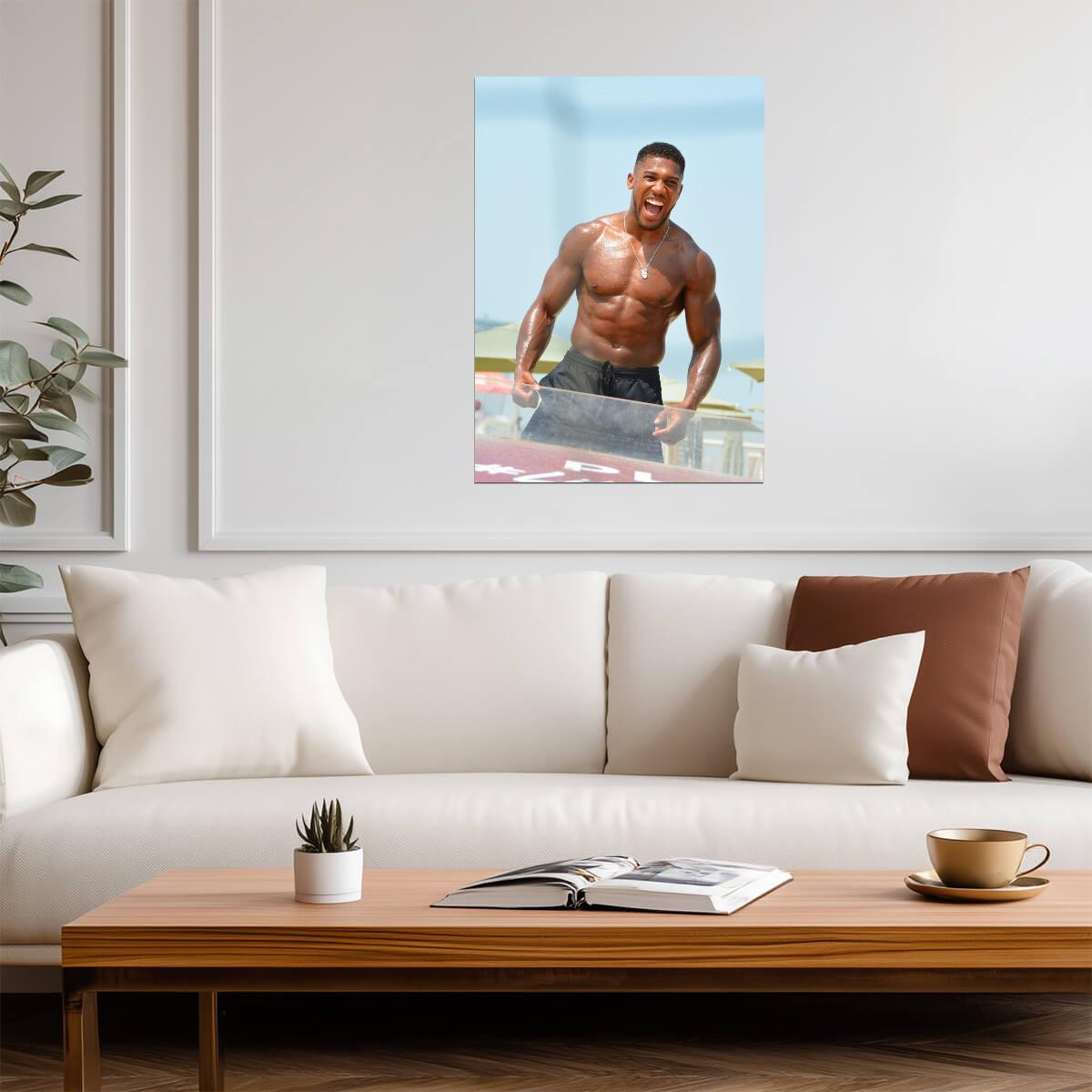 Anthony Joshua Powerful Physique | Heavyweight Boxing Legend Poster | Gym Motivation Wall Art - Sports Poster
