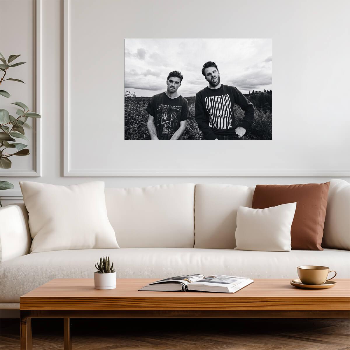 The Chainsmokers Black and White | Outdoor Portrait Poster | EDM Music Duo - Music Poster