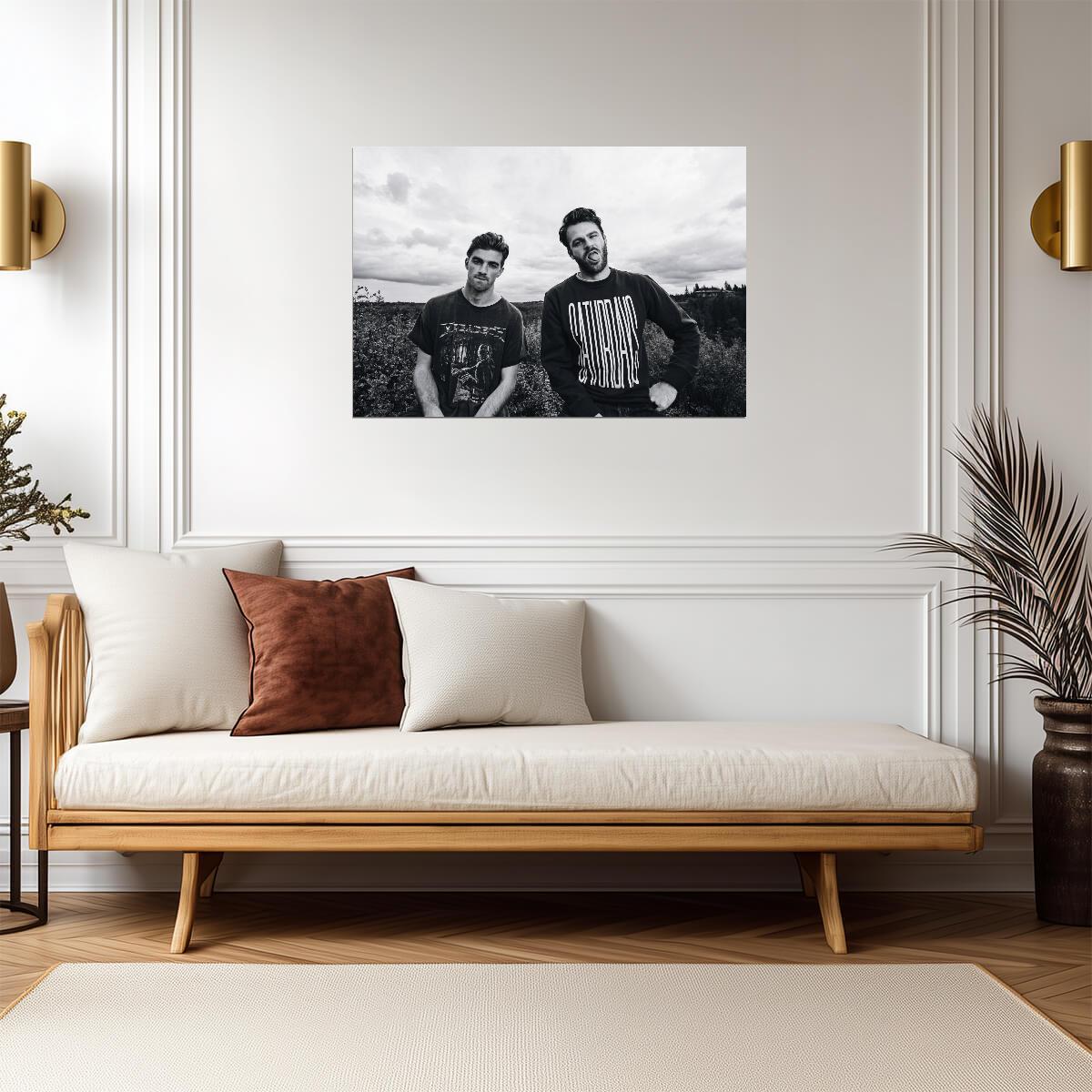 The Chainsmokers Black and White | Outdoor Portrait Poster | EDM Music Duo - Music Poster