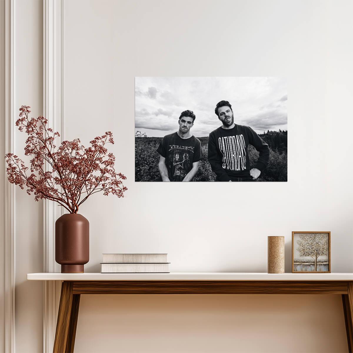 The Chainsmokers Black and White | Outdoor Portrait Poster | EDM Music Duo - Music Poster