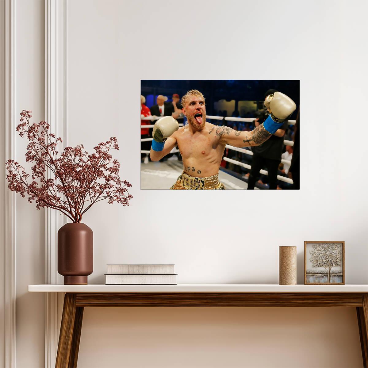 Jake Paul In Action | Professional Boxing Poster | Intense Combat Sports Photo - Sports Poster