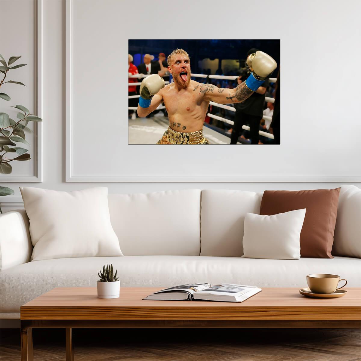 Jake Paul In Action | Professional Boxing Poster | Intense Combat Sports Photo - Sports Poster