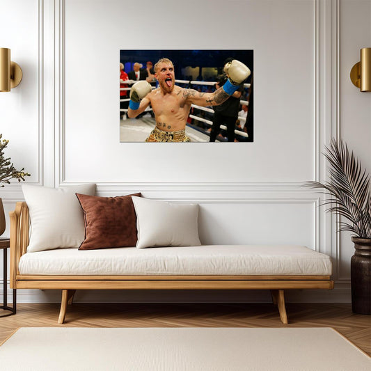 Jake Paul In Action | Professional Boxing Poster | Intense Combat Sports Photo - Sports Poster