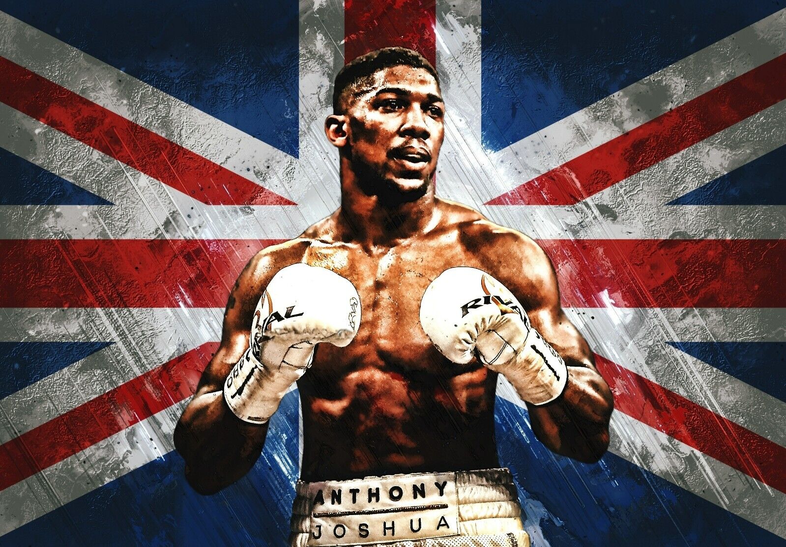 Anthony Joshua British Boxing Legend | Heavyweight Champion Poster | Union Jack Flag Wall Art - Sports Poster