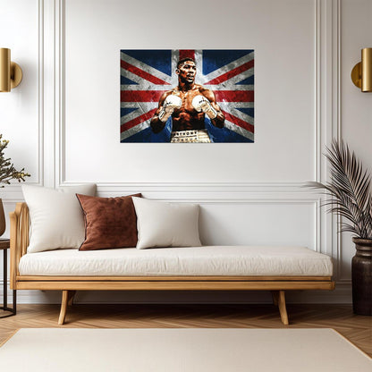 Anthony Joshua British Boxing Legend | Heavyweight Champion Poster | Union Jack Flag Wall Art - Sports Poster