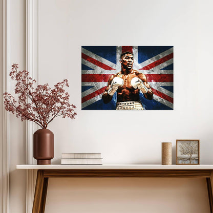 Anthony Joshua British Boxing Legend | Heavyweight Champion Poster | Union Jack Flag Wall Art - Sports Poster