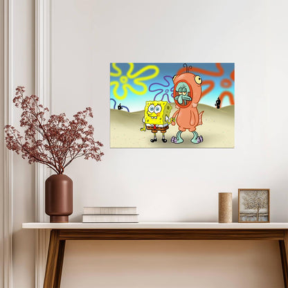 Spongebob Squarepants & Squidward in Salmon Suit | Funny Cartoon Scene Poster | TV Show Wall Art - Movies & TV Poster