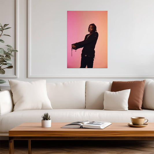 Playboi Carti Gradient Background Photoshoot | Distressed Sweater Poster | Music Star Wall Art - Music Poster