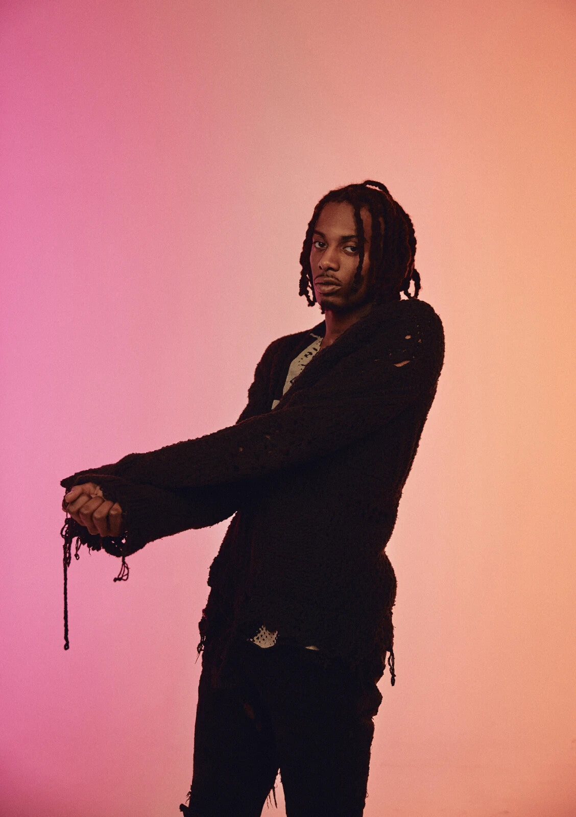 Playboi Carti Gradient Background Photoshoot | Distressed Sweater Poster | Music Star Wall Art - Music Poster