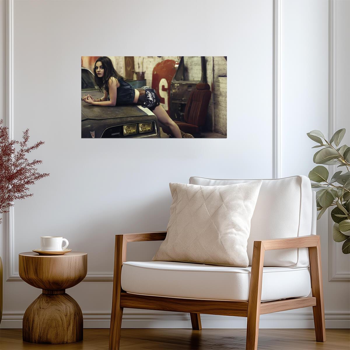 Mila Kunis Gritty Garage Photoshoot | Modern Actress Poster | Sexy Celebrity Wall Art - Celebrities Poster