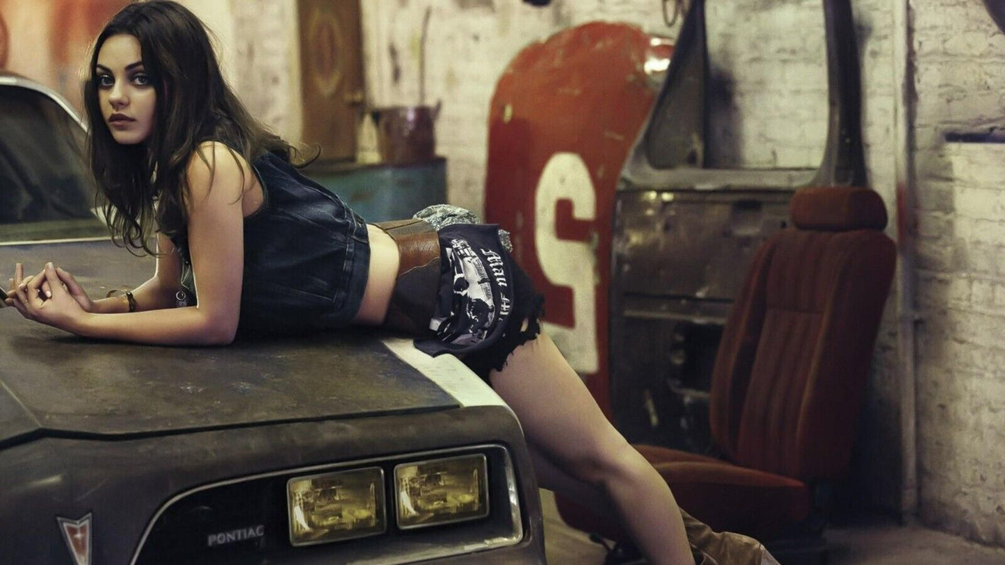 Mila Kunis Gritty Garage Photoshoot | Modern Actress Poster | Sexy Celebrity Wall Art - Celebrities Poster