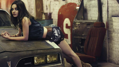 Mila Kunis Gritty Garage Photoshoot | Modern Actress Poster | Sexy Celebrity Wall Art - Celebrities Poster