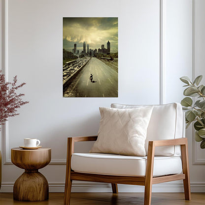 The Walking Dead Rick Grimes Rides into Atlanta | Iconic Season 1 TV Show Poster | Apocalyptic Wall Art - Movies & TV Poster