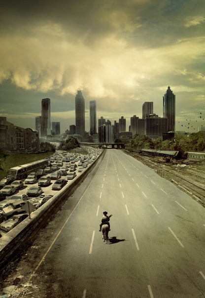 The Walking Dead Rick Grimes Rides into Atlanta | Iconic Season 1 TV Show Poster | Apocalyptic Wall Art - Movies & TV Poster