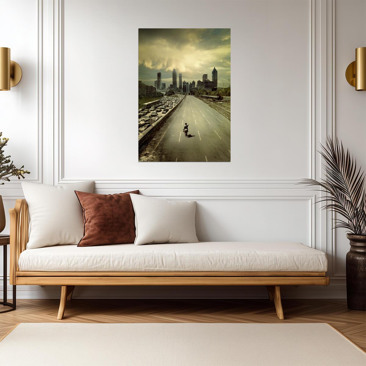 The Walking Dead Rick Grimes Rides into Atlanta | Iconic Season 1 TV Show Poster | Apocalyptic Wall Art - Movies & TV Poster
