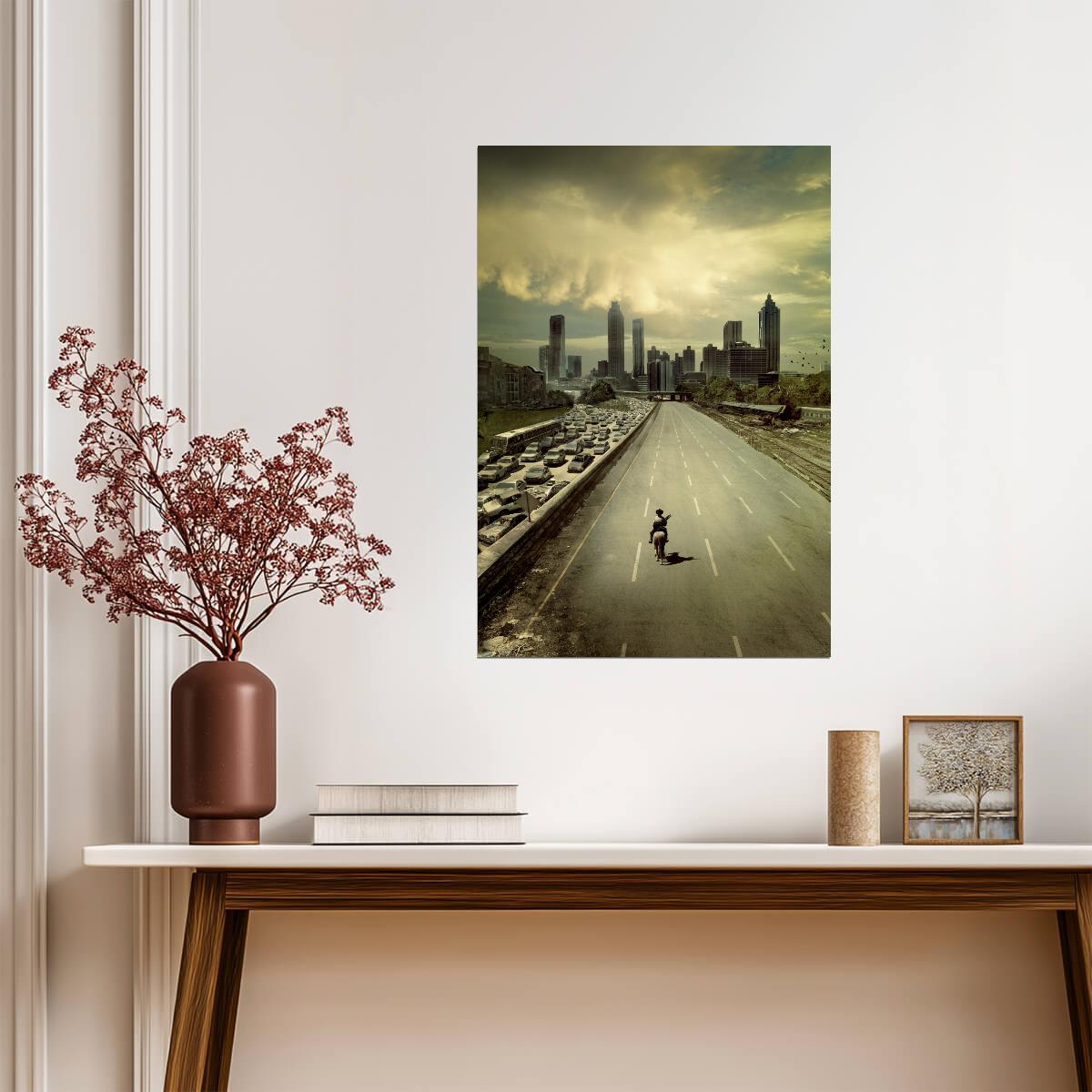 The Walking Dead Rick Grimes Rides into Atlanta | Iconic Season 1 TV Show Poster | Apocalyptic Wall Art - Movies & TV Poster