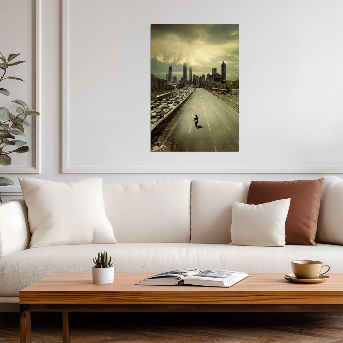 The Walking Dead Rick Grimes Rides into Atlanta | Iconic Season 1 TV Show Poster | Apocalyptic Wall Art - Movies & TV Poster