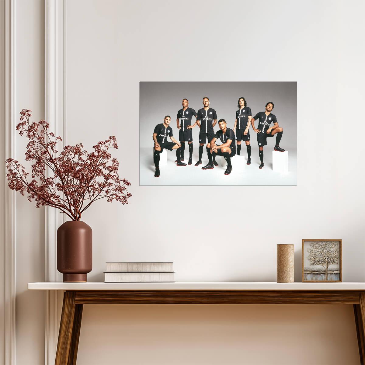Paris Saint-Germain Team Photo | Neymar Mbappé & Cavani 2018 Jordan Kit | PSG Soccer Poster - Sports Poster