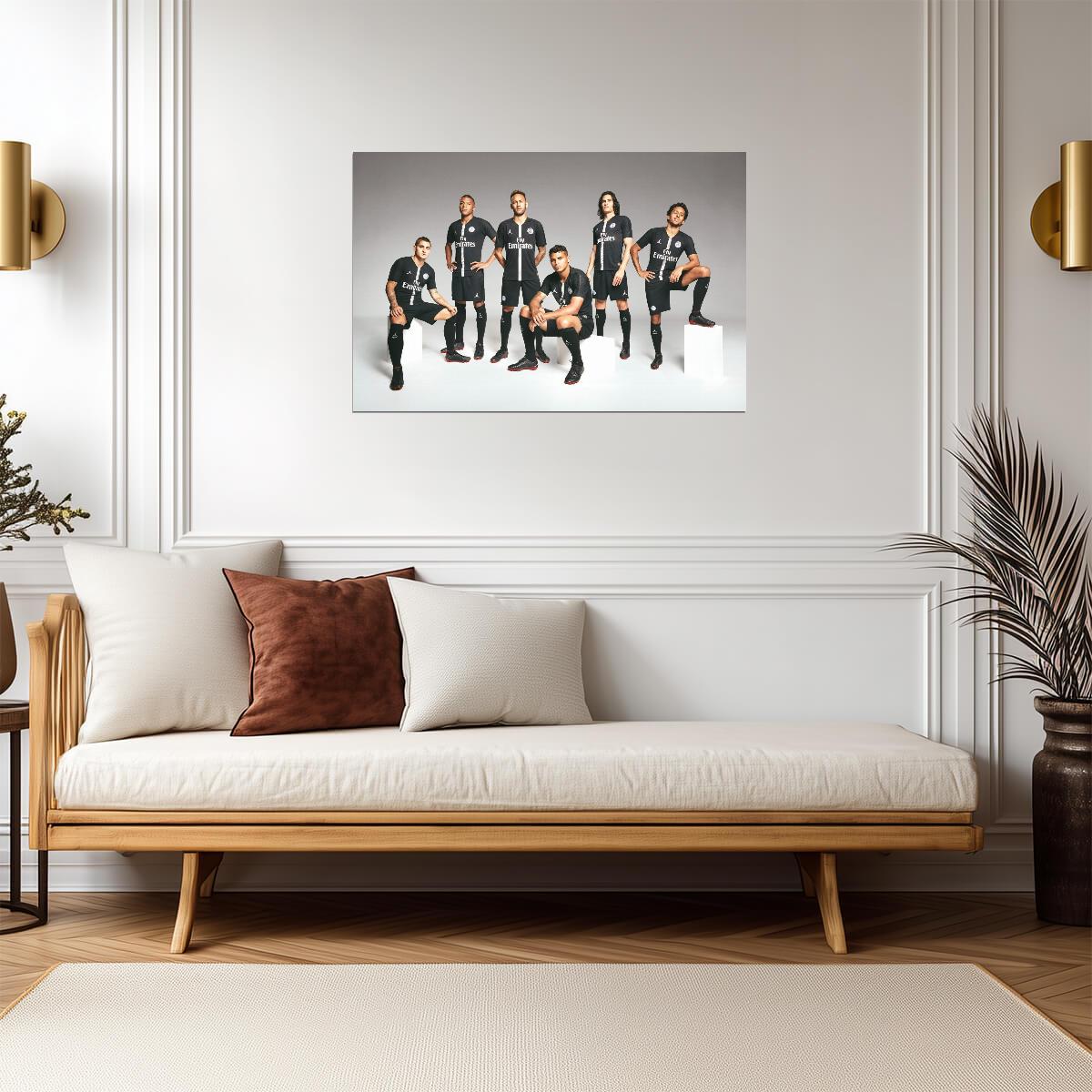Paris Saint-Germain Team Photo | Neymar Mbappé & Cavani 2018 Jordan Kit | PSG Soccer Poster - Sports Poster