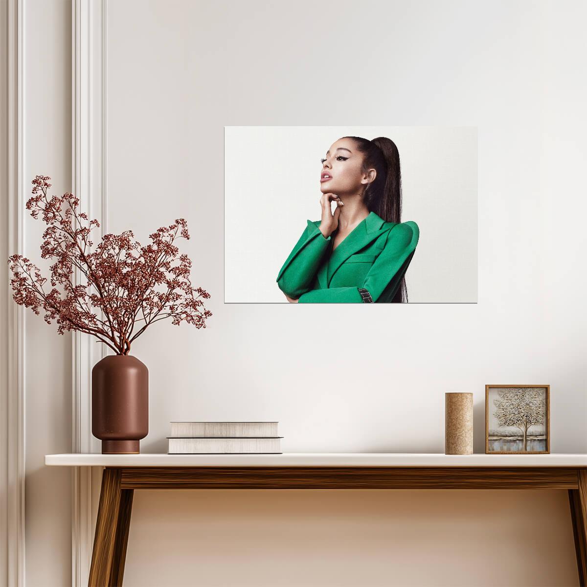 Ariana Grande in Green Blazer | Givenchy Photoshoot Poster | Celebrity Fashion Art - Music Poster