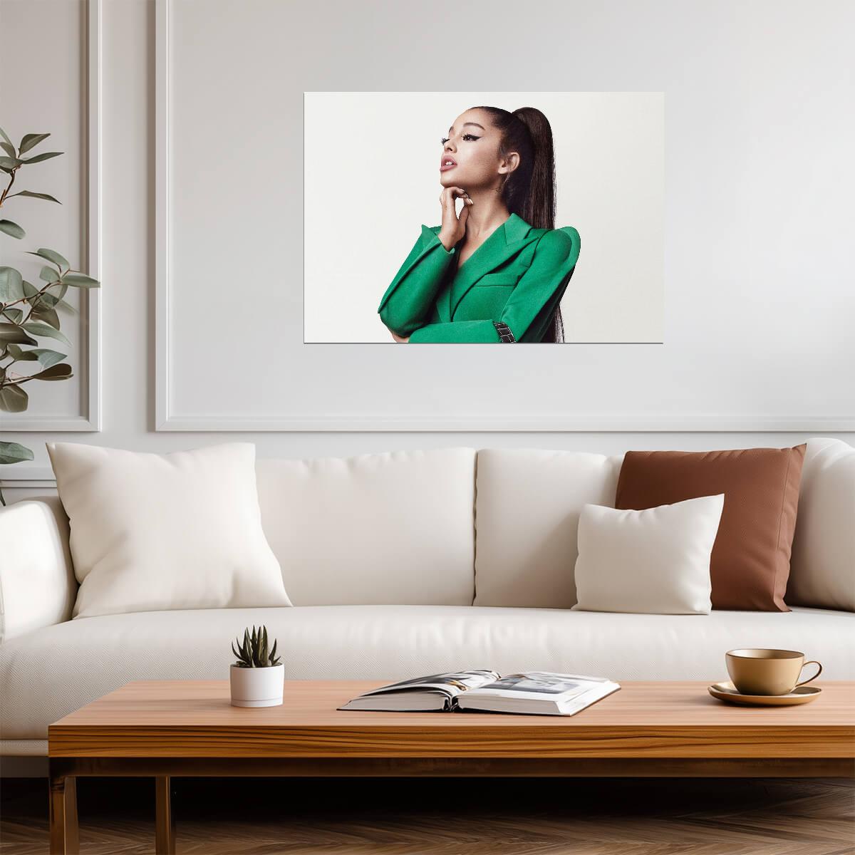 Ariana Grande in Green Blazer | Givenchy Photoshoot Poster | Celebrity Fashion Art - Music Poster