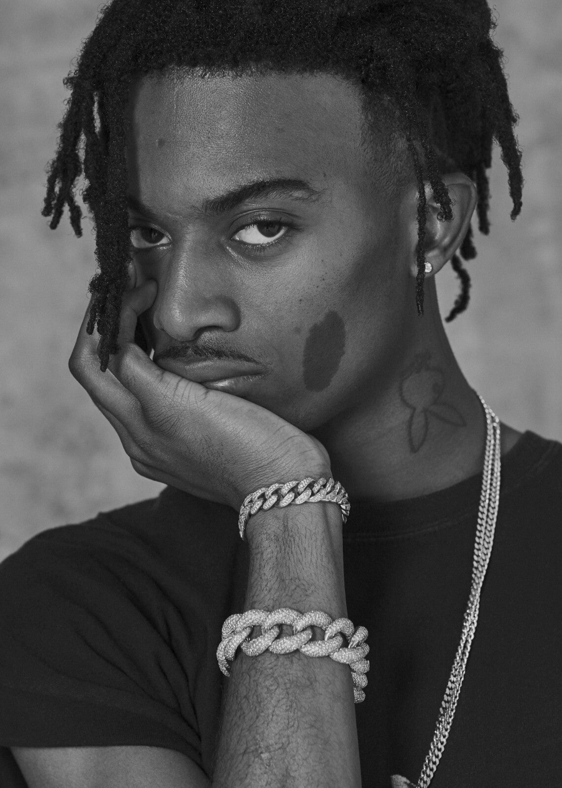 Playboi Carti B&W Close Up Portrait | Jewelry Photoshoot Poster | Hip Hop Star Art - Music Poster
