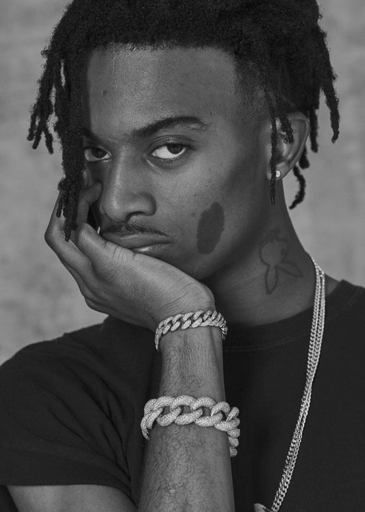 Playboi Carti B&W Close Up Portrait | Jewelry Photoshoot Poster | Hip Hop Star Art - Music Poster