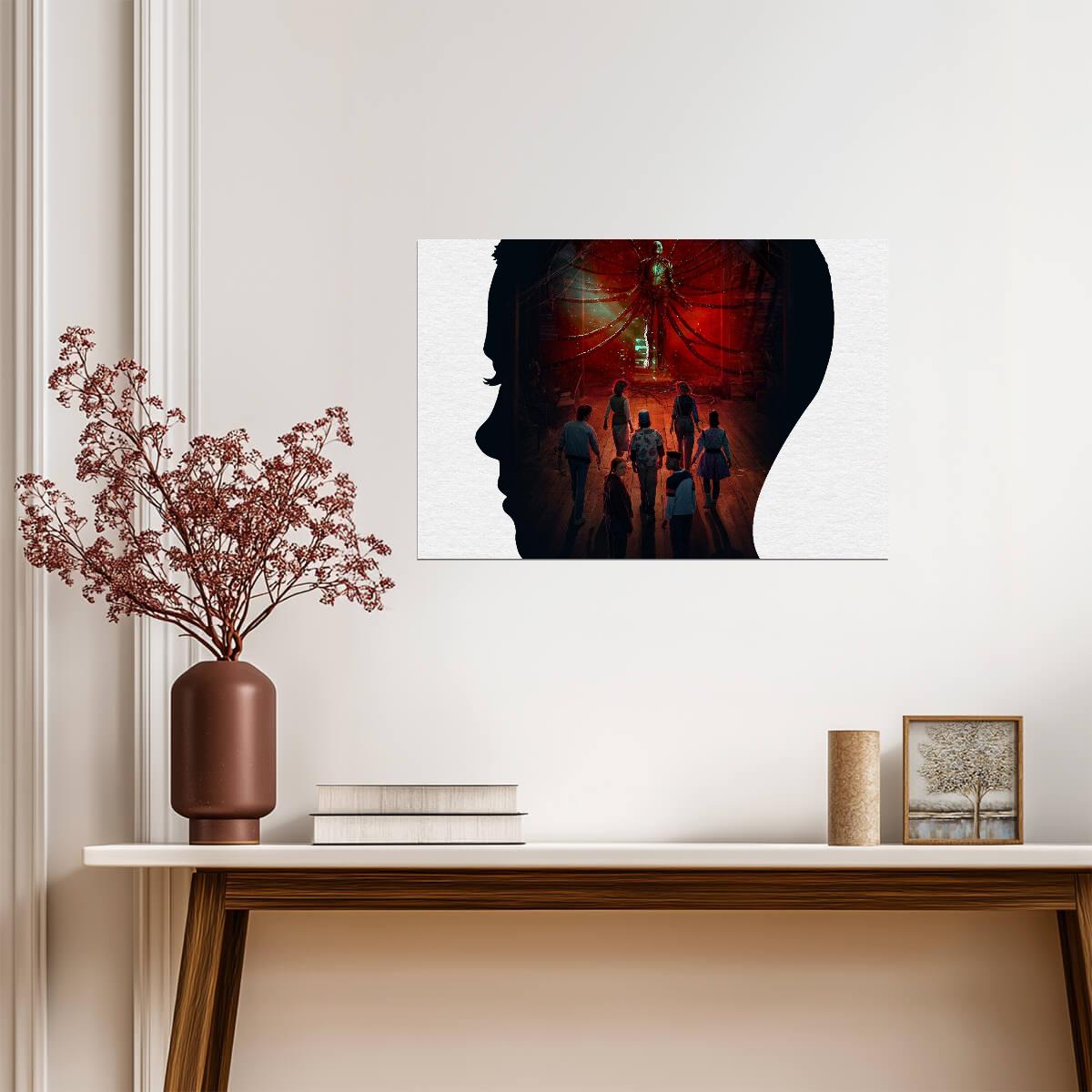 Stranger Things Season 4 Vecna | Eleven Silhouette Poster | Sci-Fi Horror TV Show Art - Movies & TV Poster