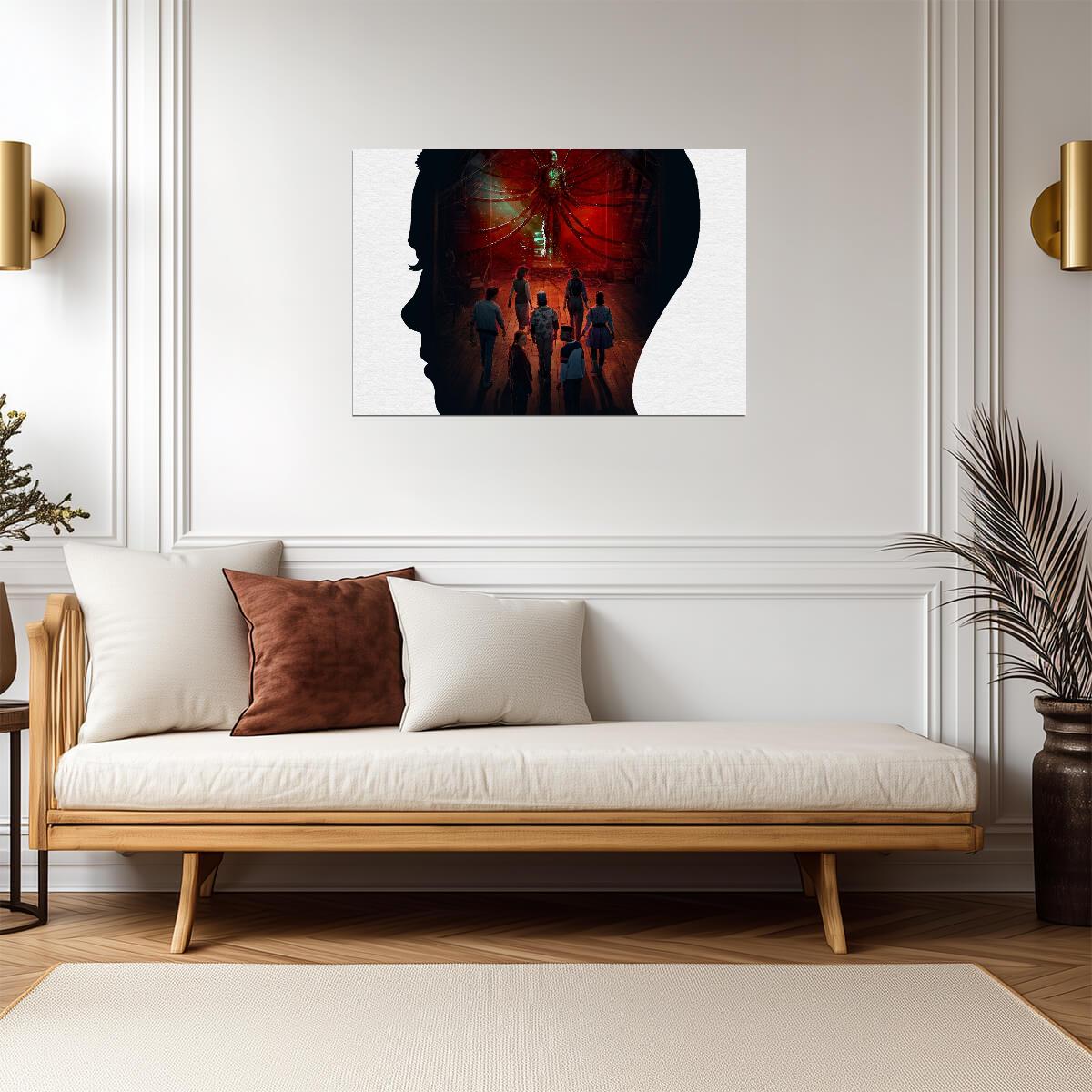 Stranger Things Season 4 Vecna | Eleven Silhouette Poster | Sci-Fi Horror TV Show Art - Movies & TV Poster