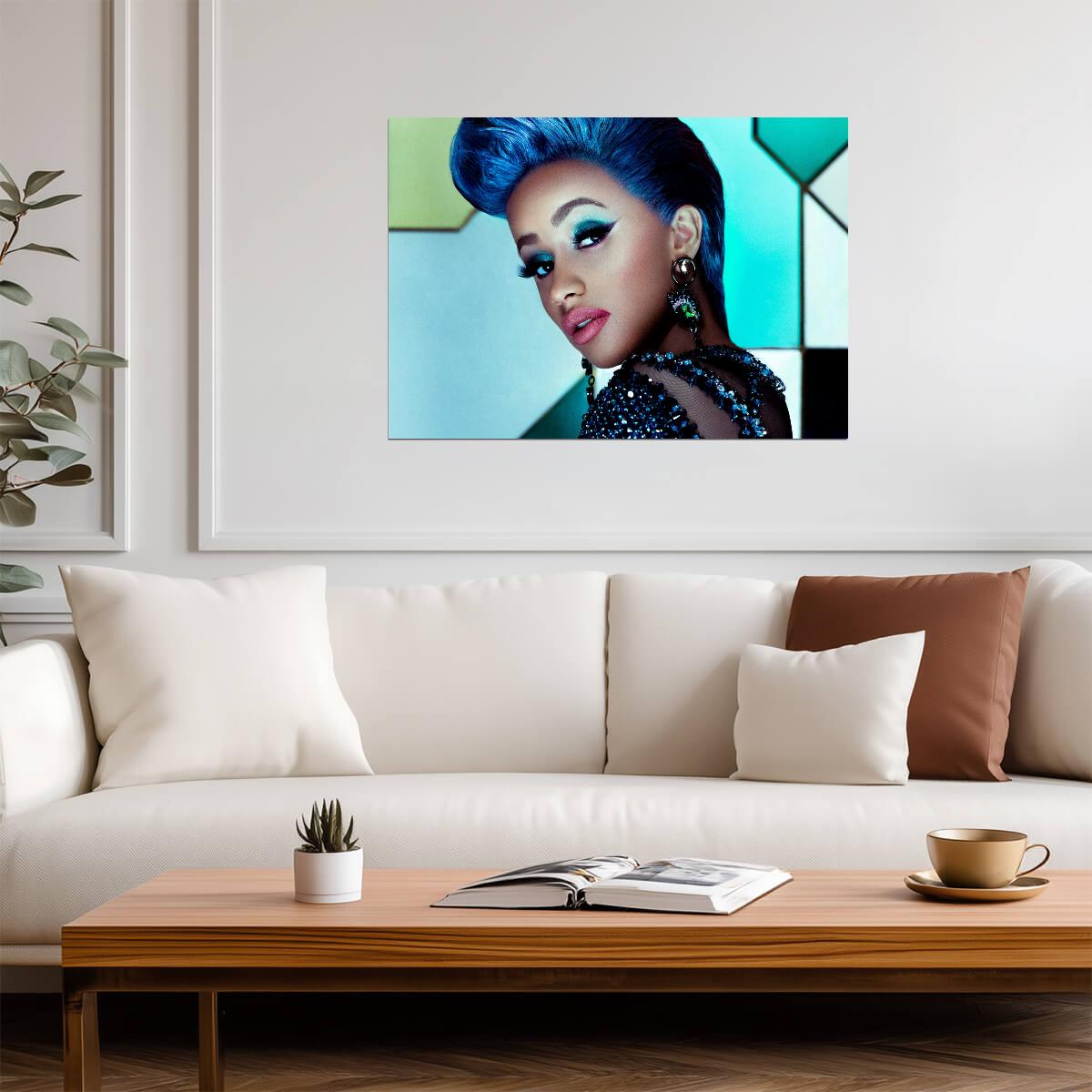 Cardi B | Cool Tone Art | Rapper Poster - Music Poster
