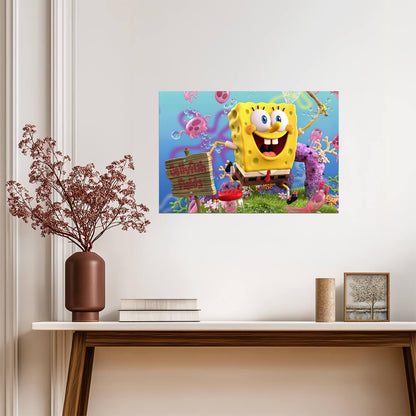 Spongebob Squarepants in Jellyfish Fields | 3D Cartoon Art | Kids Room Decor Poster - Movies & TV Poster