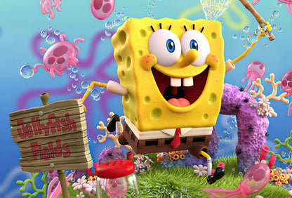 Spongebob Squarepants in Jellyfish Fields | 3D Cartoon Art | Kids Room Decor Poster - Movies & TV Poster