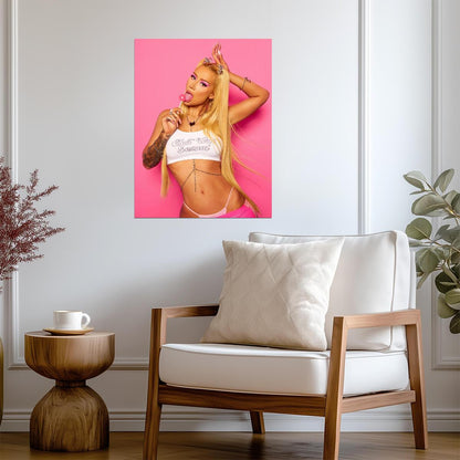 Iggy Azalea Pop Star Photoshoot | Music Poster | Sexy Pink Aesthetic Wall Art - Music Poster