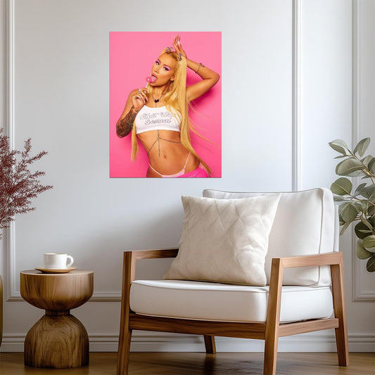 Iggy Azalea Pop Star Photoshoot | Music Poster | Sexy Pink Aesthetic Wall Art - Music Poster
