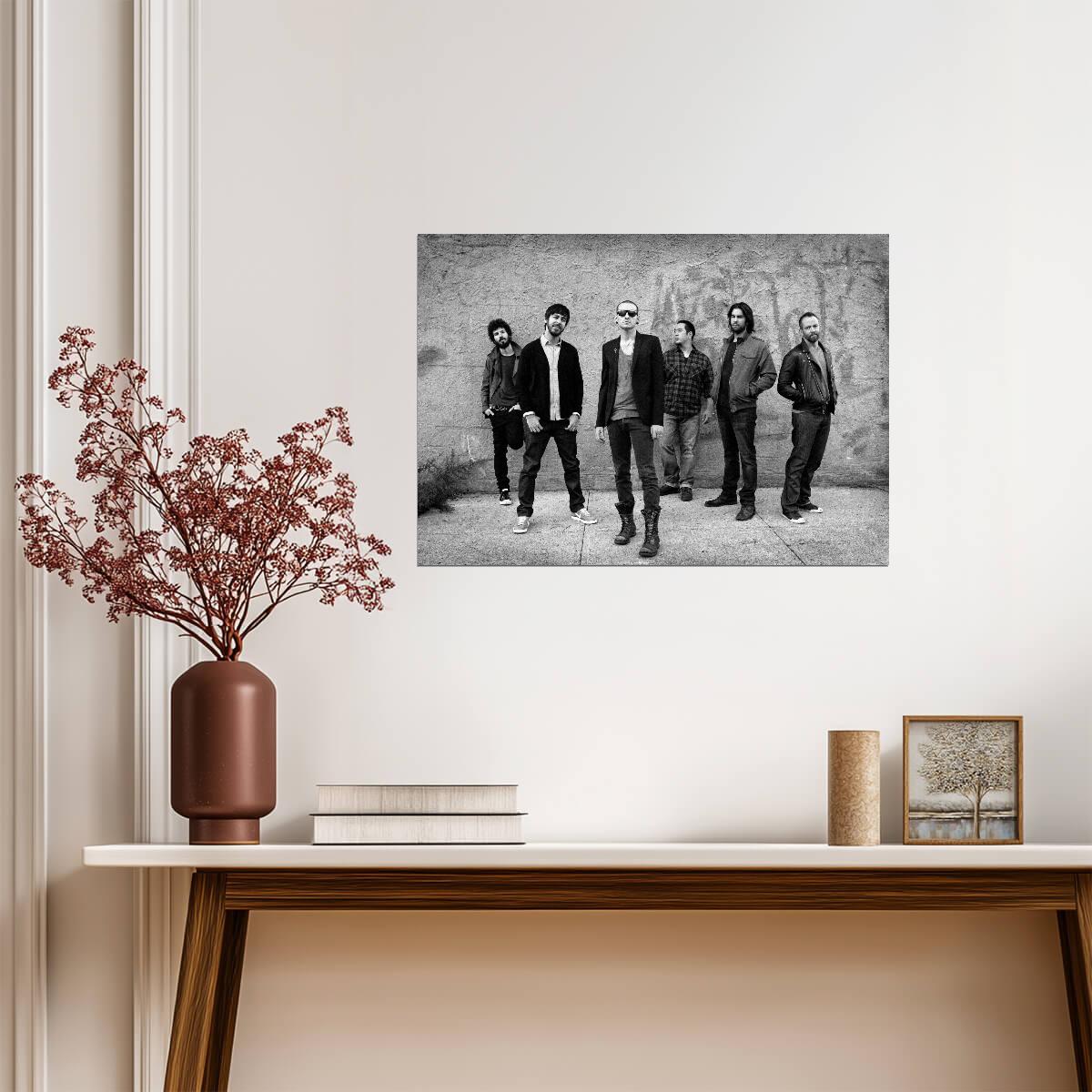 Linkin Park Black and White Band Photo | Rock Music Poster | Nu Metal Legends Wall Art - Music Poster