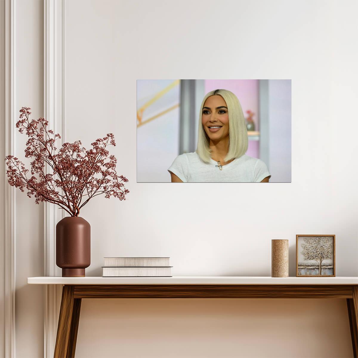 Kim Kardashian Blonde Hair | Celebrity Interview Poster | Modern Wall Art - Celebrities Poster