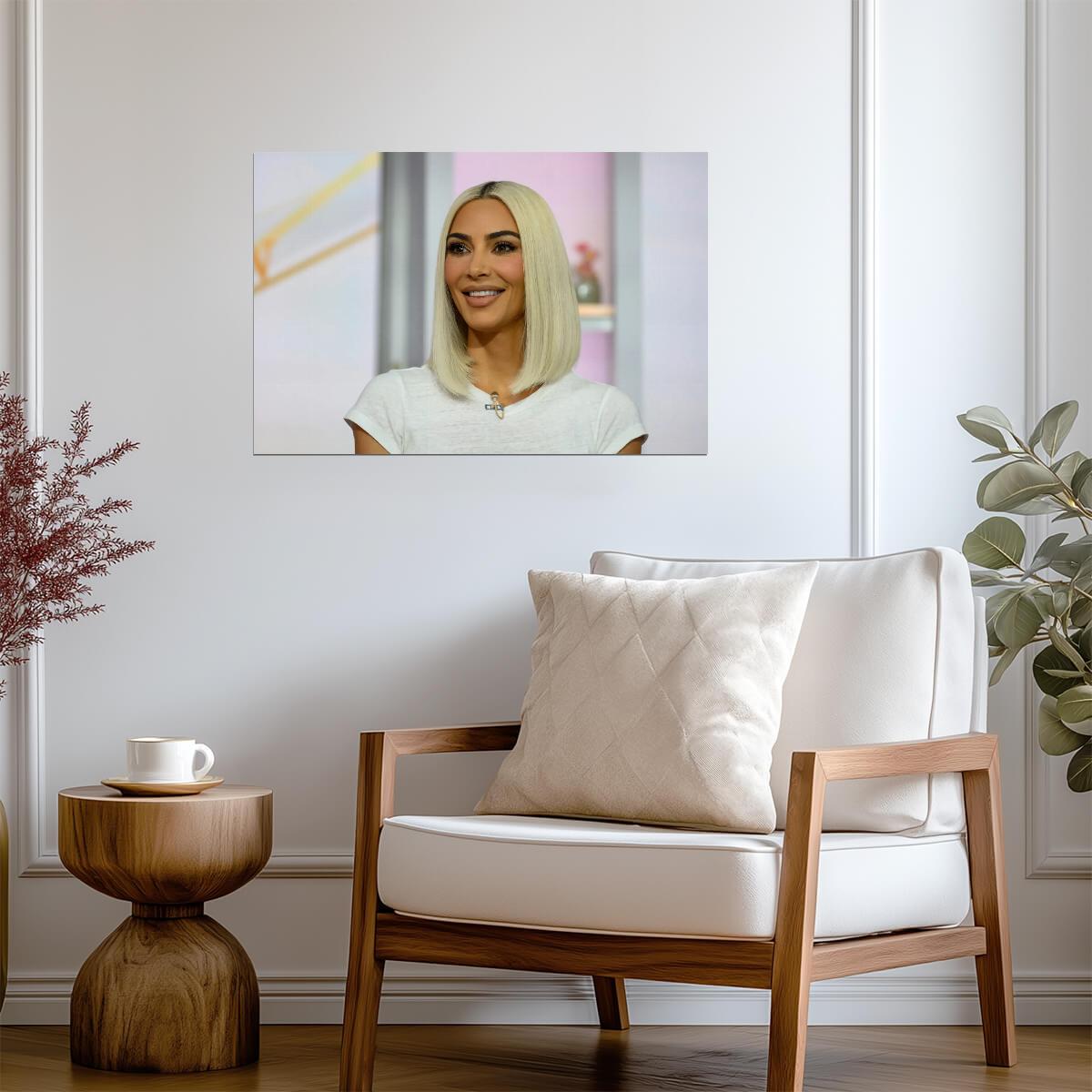 Kim Kardashian Blonde Hair | Celebrity Interview Poster | Modern Wall Art - Celebrities Poster
