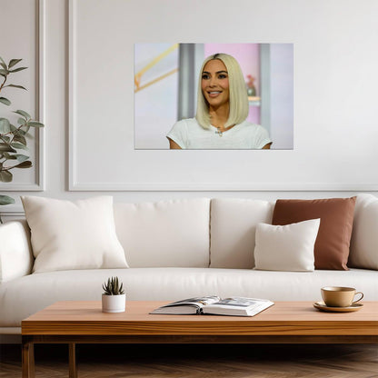 Kim Kardashian Blonde Hair | Celebrity Interview Poster | Modern Wall Art - Celebrities Poster