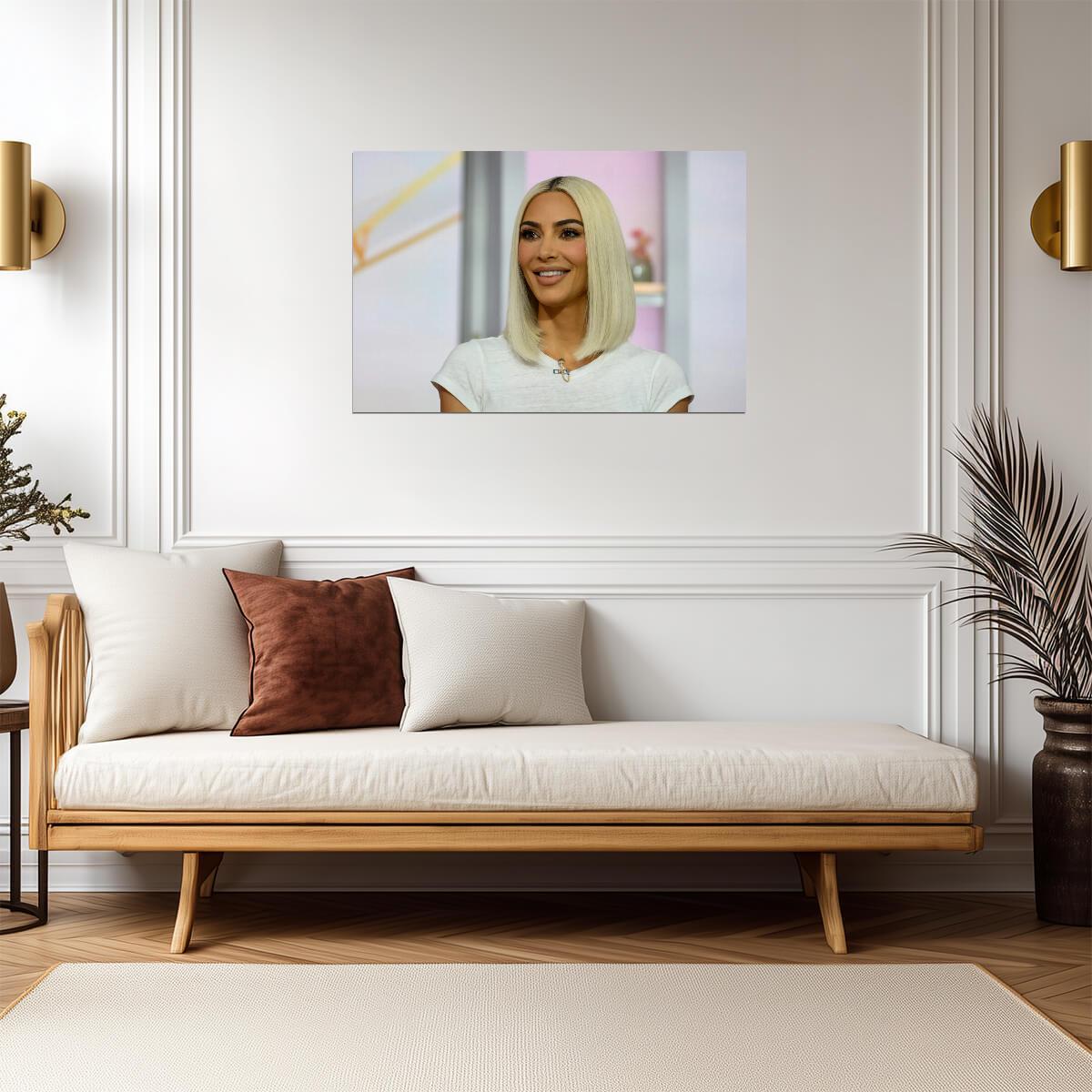 Kim Kardashian Blonde Hair | Celebrity Interview Poster | Modern Wall Art - Celebrities Poster